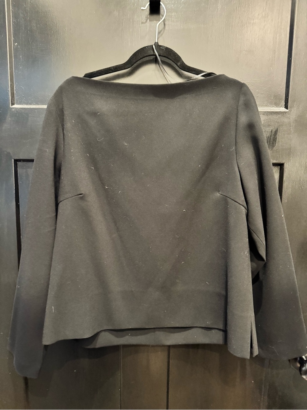 ZARA Black Boat Neck Long Sleeve Top | Size XXL | Minimalist Chic